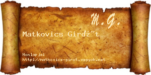 Matkovics Girót névjegykártya